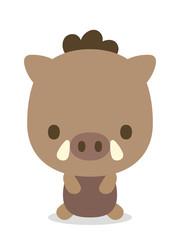 十二支　二頭身正面イラスト　猪