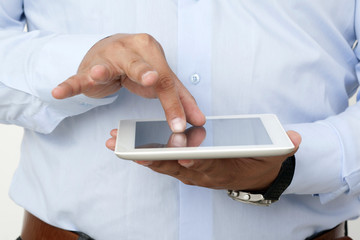touching the digital tablet