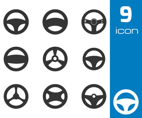 Vector black Steering wheels icons set