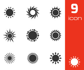 Vector black sun icons set