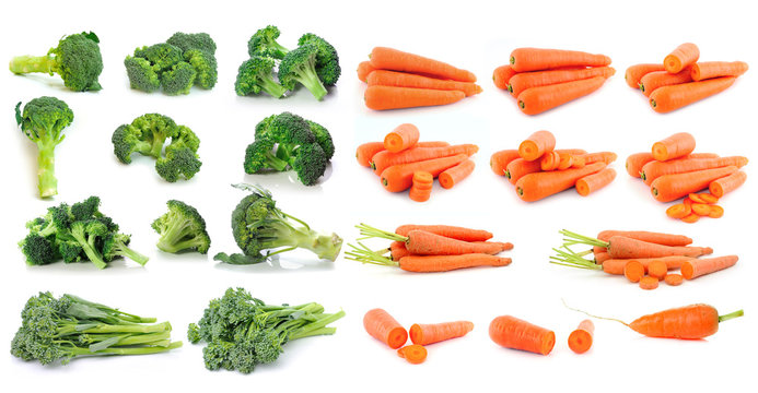 Broccoli and carrot isolated on white background