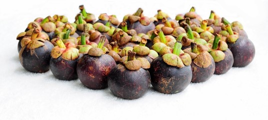Mangosteen on isolated white background