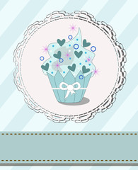 blue cupcake with designed space for your text