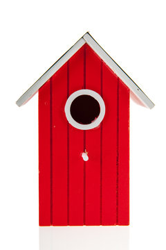 red bird house