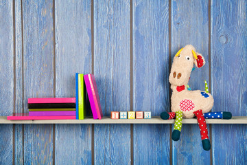 Stuffed animal giraffe at home