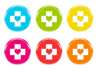 Obraz premium Set of colorful icons with medical symbol