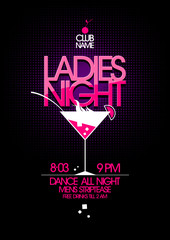 Ladies night party design with martini glass.