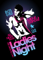 Ladies night party design with topless macho man.
