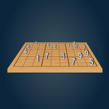 Sudoku board with numbers. Vector