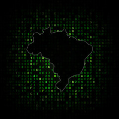 Brazil map silhouette on hex code illustration