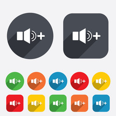 Speaker volume louder sign icon. Sound symbol.