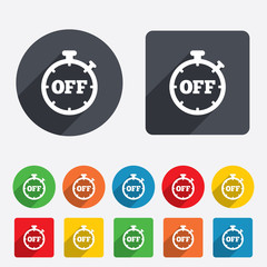 Timer off sign icon. Stopwatch symbol.