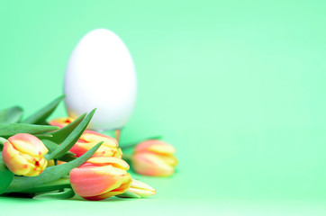 Obraz na płótnie Canvas Easter egg with tulips