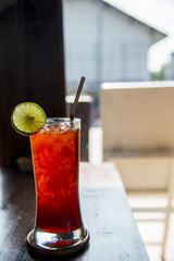 Lemon tea with ice in the cafe2