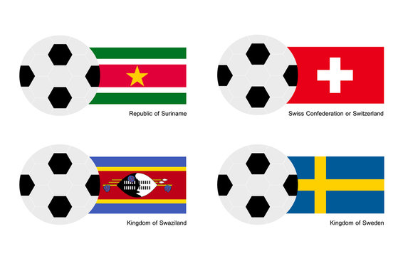 Soccer Ball with Suriname, Switzerland, Sweden Flag