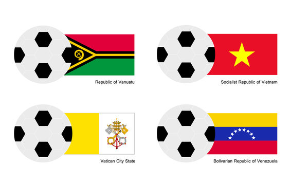 Soccer Ball with Vanuatu, Vietnam, Vatican and Venezuela Flag