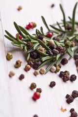 Rosemary bound on a wooden board