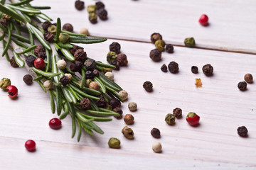 Rosemary bound on a wooden board