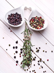 Rosemary bound on a wooden board