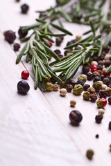 Rosemary bound on a wooden board