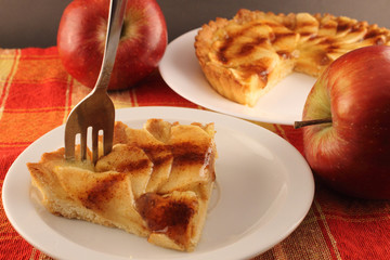 Portion of apple pie on a plate