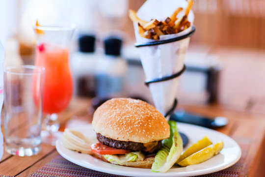 Burger and french fries