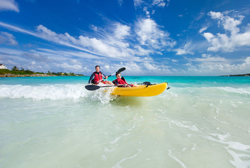 Father and son kayaking