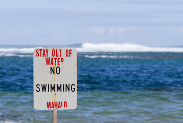 No swimming danger sign Tunnels Beach