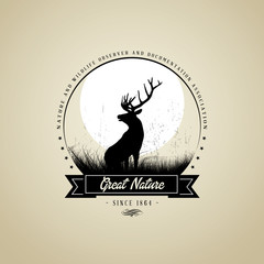 Lonely Deer buck on fool moon badge