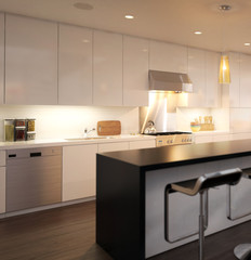 Kitchen implemented inside a city loft (detail)