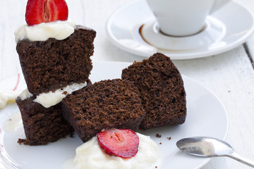 coffee break with сhocolate cake