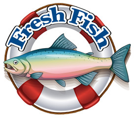 A fresh fish label with a big fish