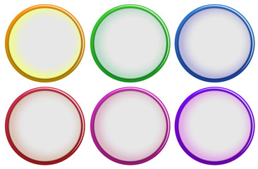 Six colorful buttons