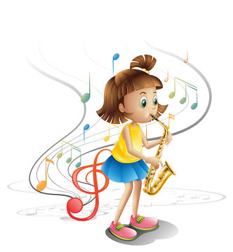 A talented child with a saxophone