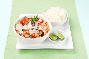 Tom Yum Soup, Thai Food with rice