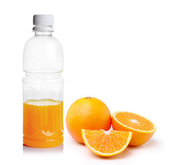 Plastic bottle of orange juice