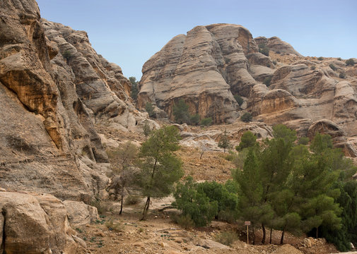 colorful rock formations of Petra in Jordan