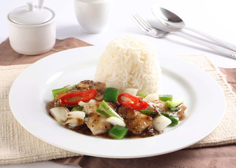 Thai Food, Stir-fried Black Pepper with seafood