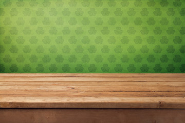 St.Patrick's day background with empty wooden table