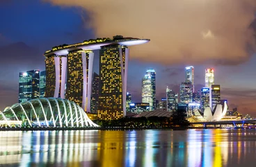 Tuinposter Skyline van Singapore © leungchopan