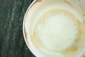 White cup of coffee foam finish