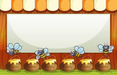 An empty template with pots and bees at the bottom