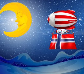 A floating balloon with the flag of Norway