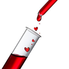 Blood or love potion drops in heat shape