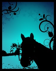 Blue night horse silhouette
