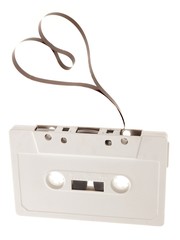 creative music audio tape with a heart - obrazy, fototapety, plakaty