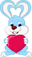 rabbit cartoon holding love heart