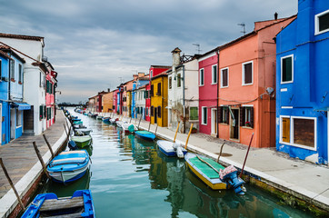 Fototapeta na wymiar Burano, channel view, Venice in Italy