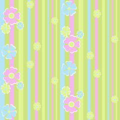 Seamless floral pattern on striped