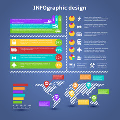 Transport traffic infographics elements